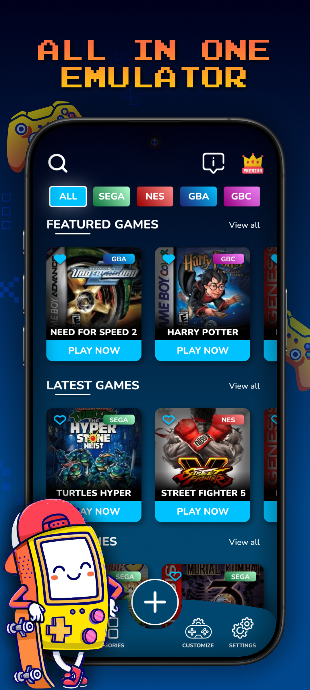 Official Google Play preview of the Retro Games library with console categories and customization controls